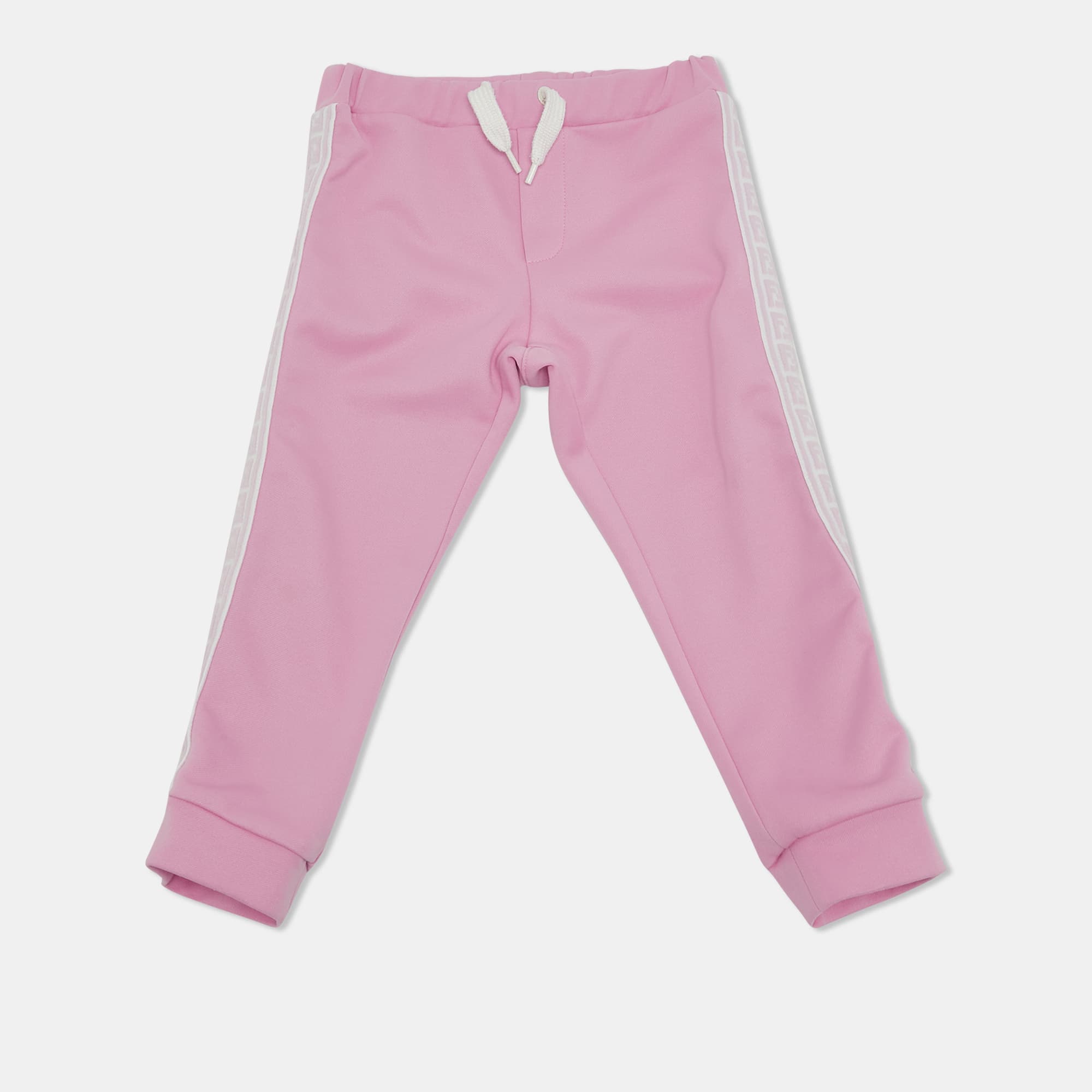 Fendi Kids Pink Jersey Logo Tape Trimmed Track Pants 24 M