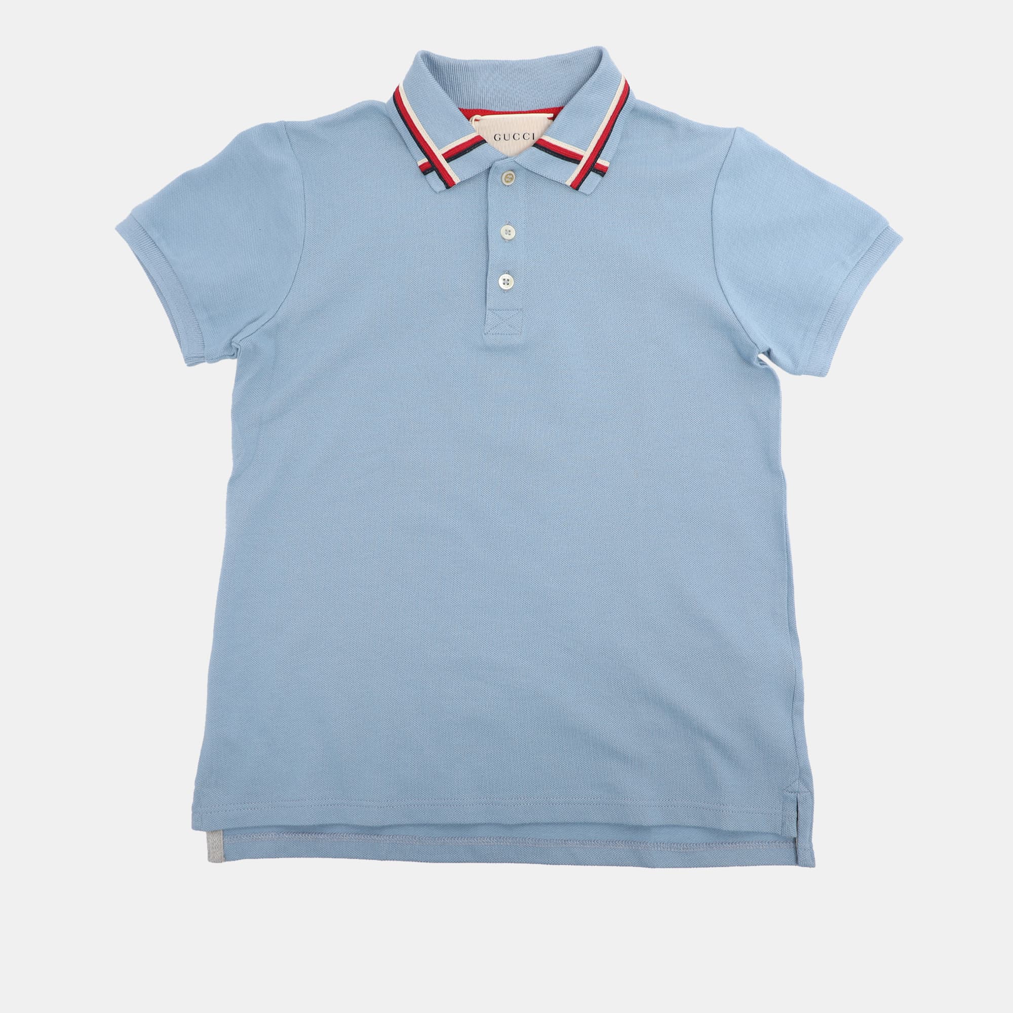 قميص غوتشي جيرسي بلو بلون بودرة بياقة ويب 8 سنوات