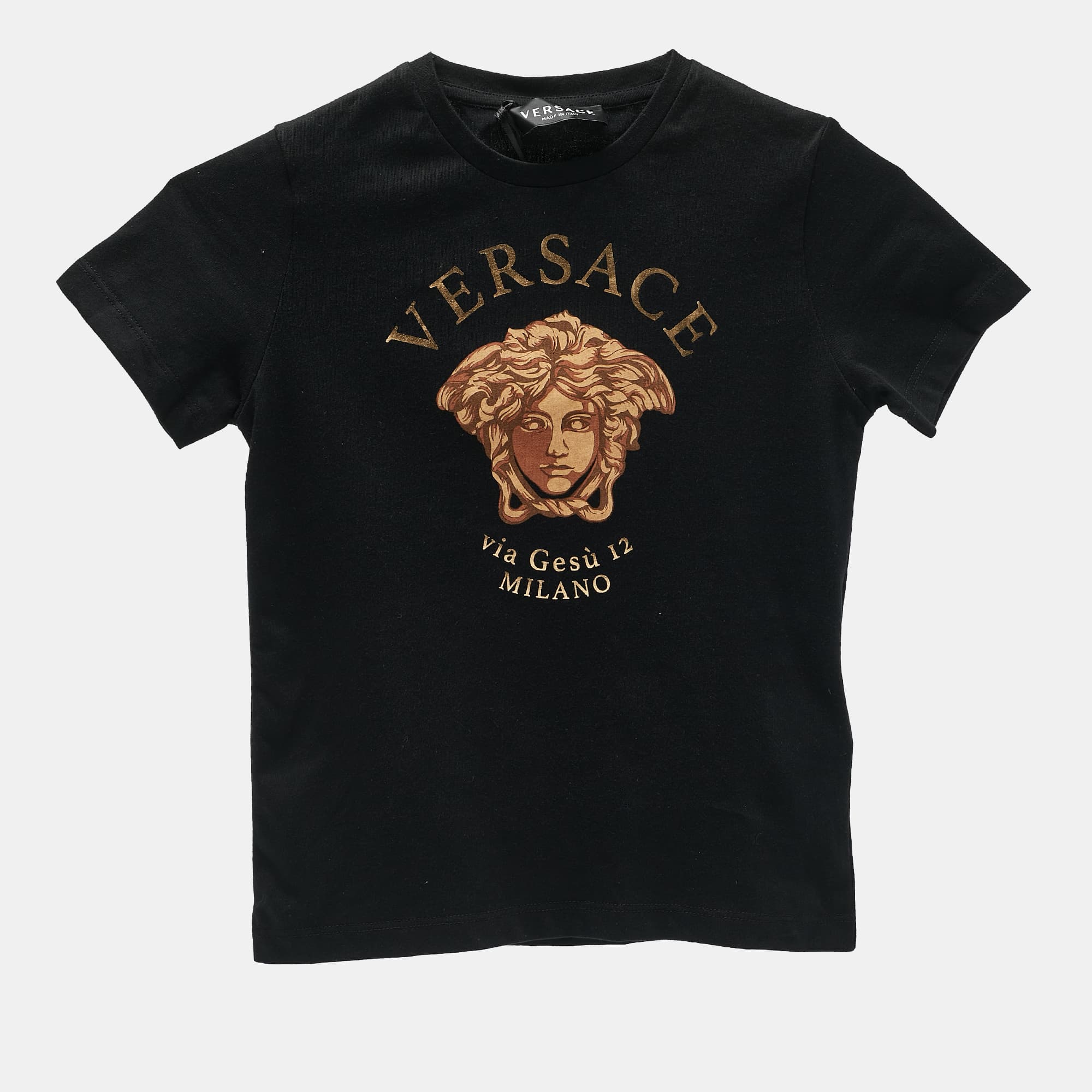 Versace Kids Black Medusa Print Jersey T-Shirt 5 Yrs