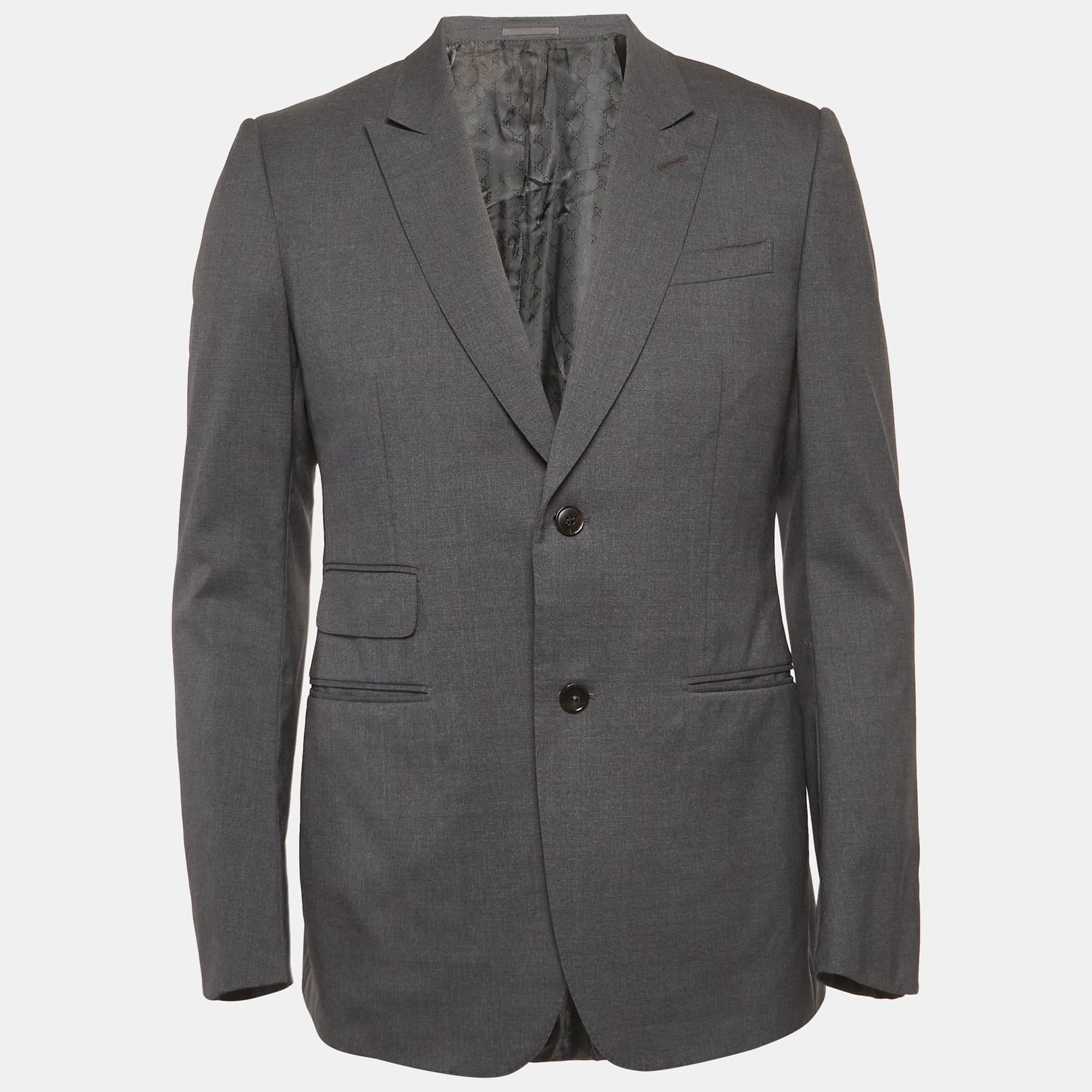 Gucci Grey Wool Regular Fit Blazer M