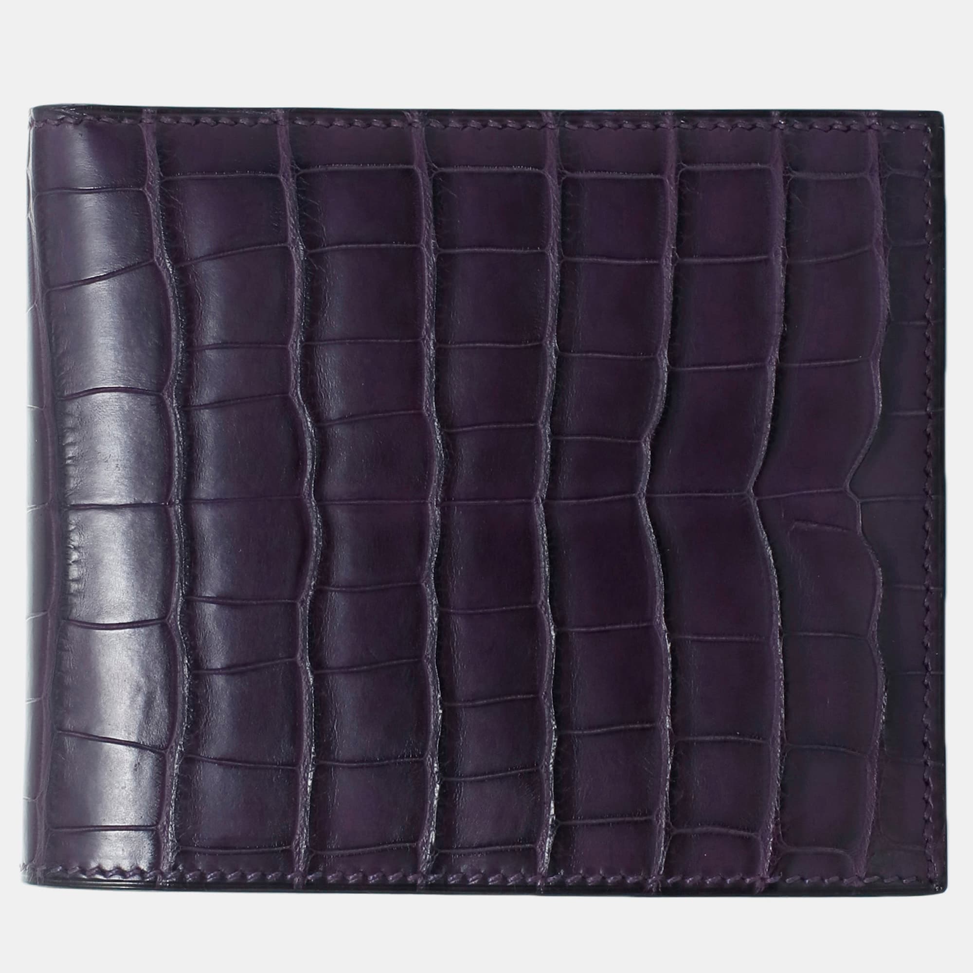 Hermes MC2 Copernic Compact Wallet Purple Matte Alligator Leather Wallet Bag