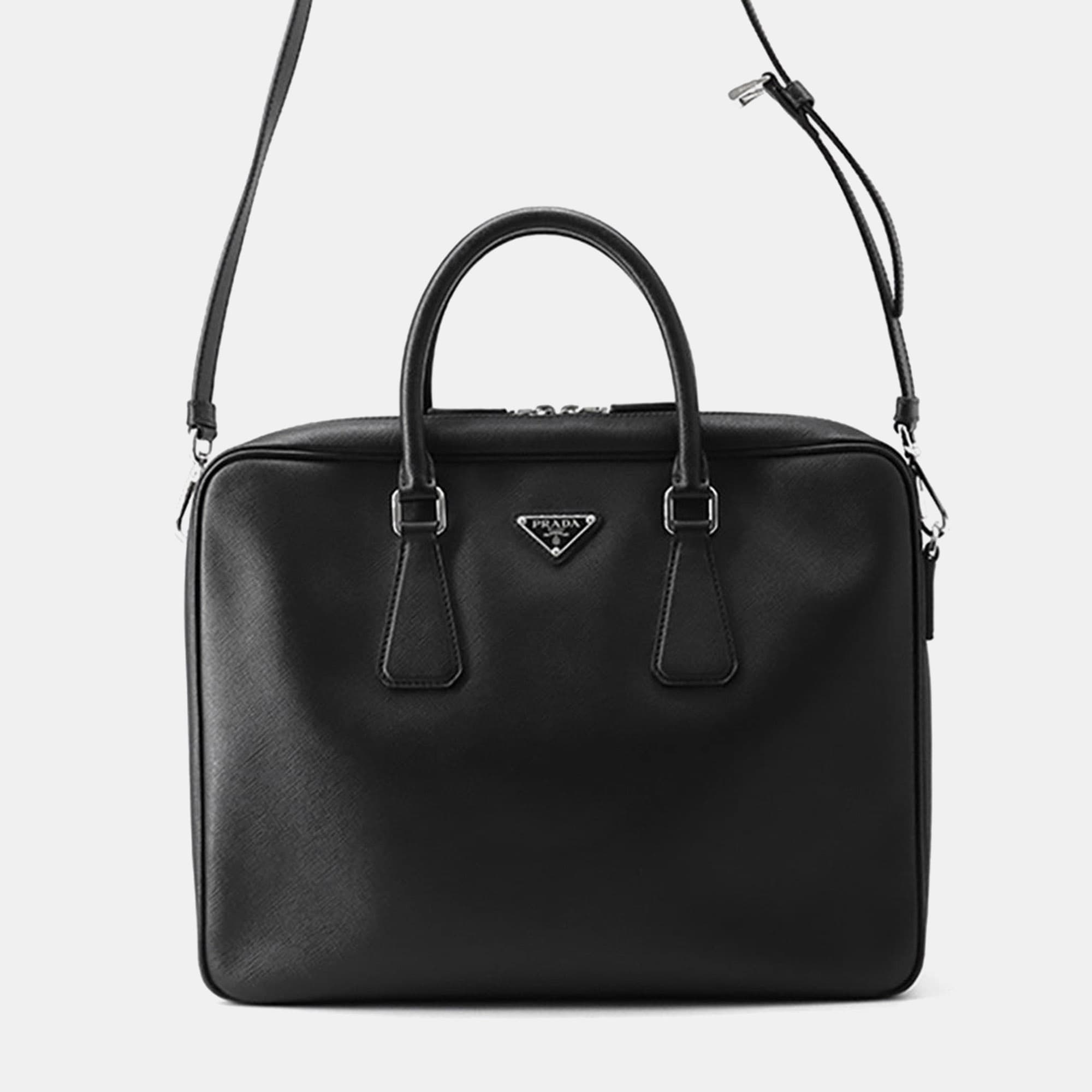 Prada Briefcase Black Saffiano Leather Briefcase Bag