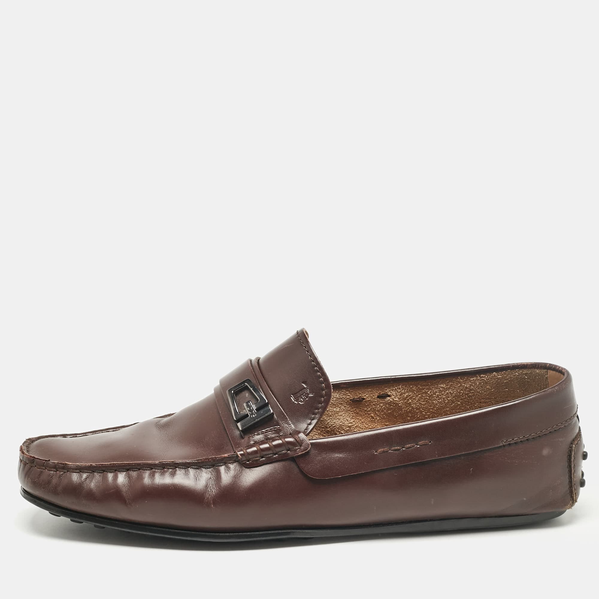Tod's Brown Leather Slip On Loafers Size 43