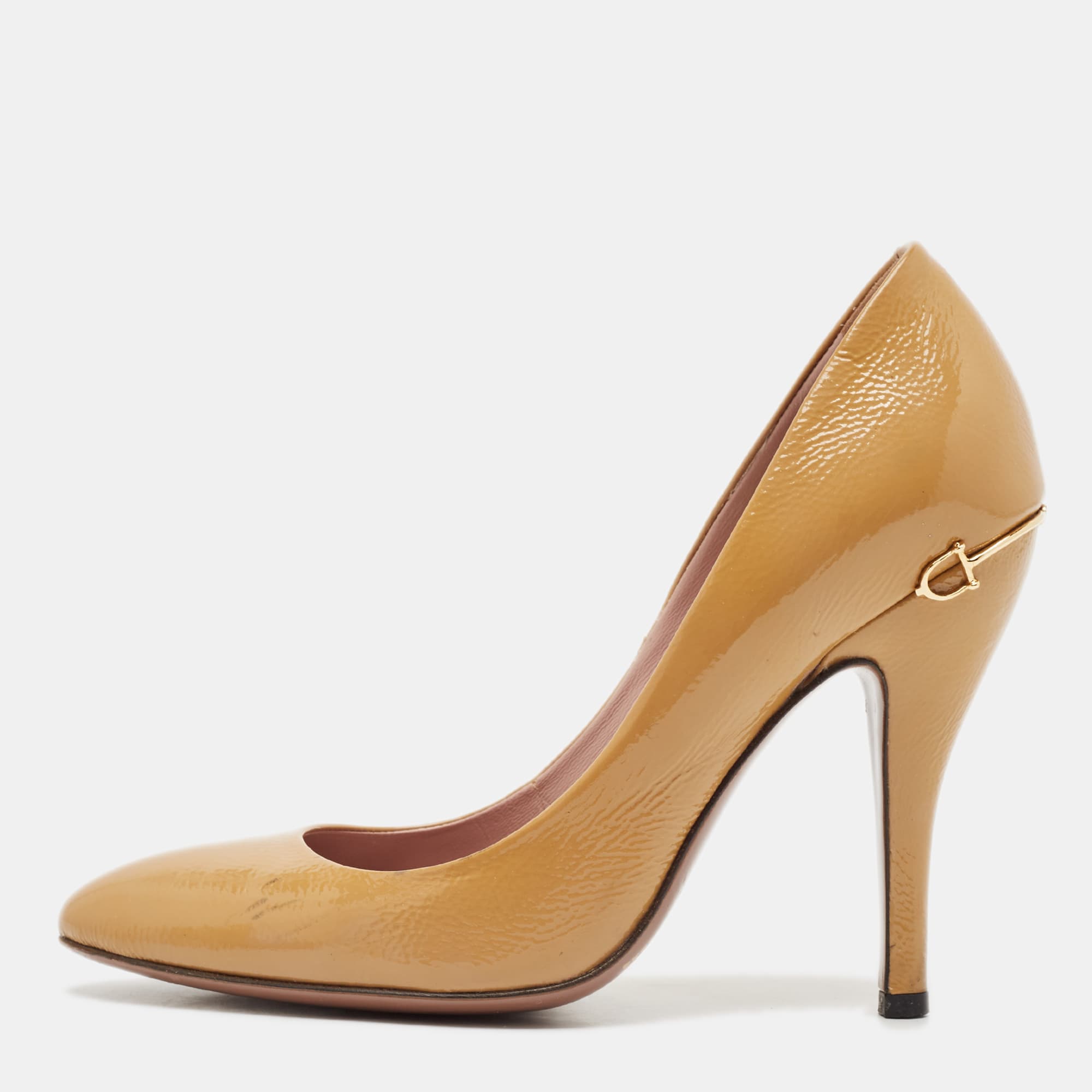 Gucci Dusty Pink Patent Leather Charlotte Pumps Size 37
