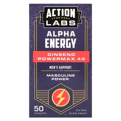 Action Labs  For Men  Alpha Energy  Ginseng Powermax™ 4x  50 VegCaps