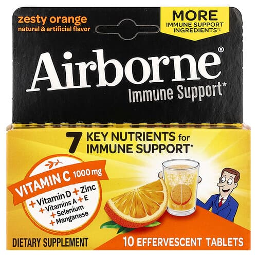 AirBorne  Immune Support Supplement  Zesty Orange  10 Effervescent Tablets