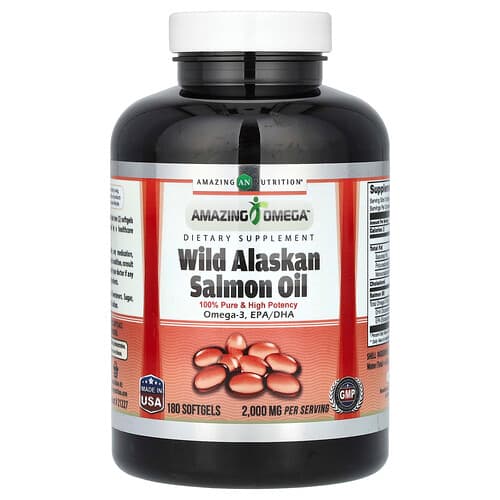 Amazing Nutrition  Wild Alaskan Salmon Oil  180 Softgels (1 000 Per Softgel)