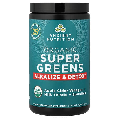 Ancient Nutrition  Organic Super Greens  Alkalize & Detox  7.5 oz (213 g)