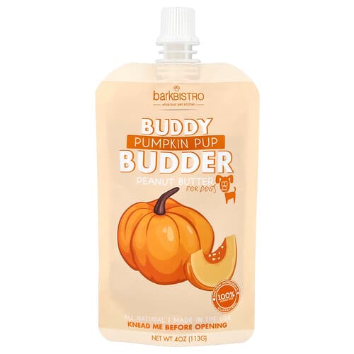 Bark Bistro Buddy Budder Peanut Butter For Dogs Pumpkin Pup 4 oz (113 g)