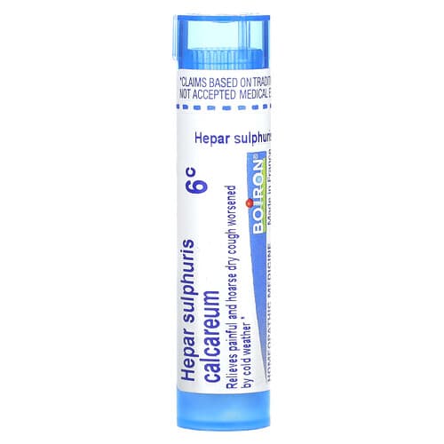 Boiron  Hepar Sulphuris Calcareum  6C  Dry Cough Relief  Approx 80 Pellets