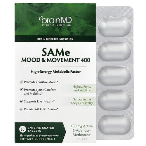 BrainMD  SAMe  Mood & Movement 400  400 mg  30 Enteric Coated Tablets