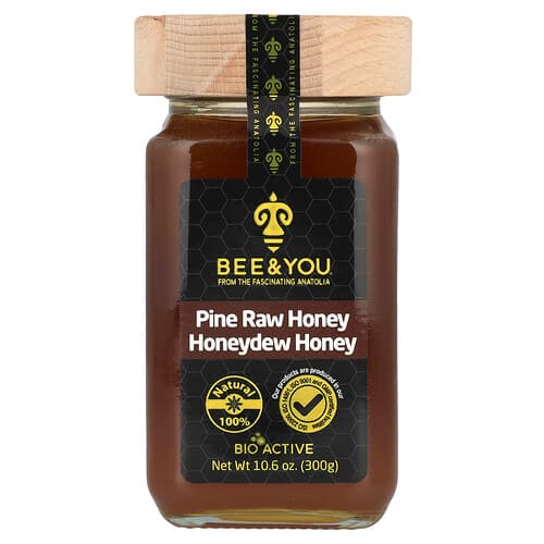 Bee & You  Pine Raw Honey  Honeydew Honey  10.6 oz (300 g)