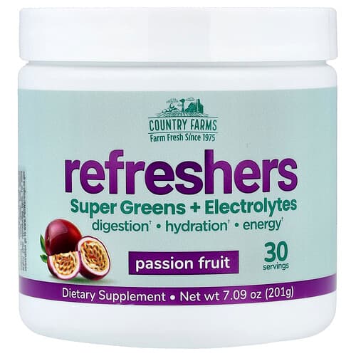 Country Farms  Refreshers  Super Greens + Electrolytes  Passion Fruit  7.09 oz (201 g)