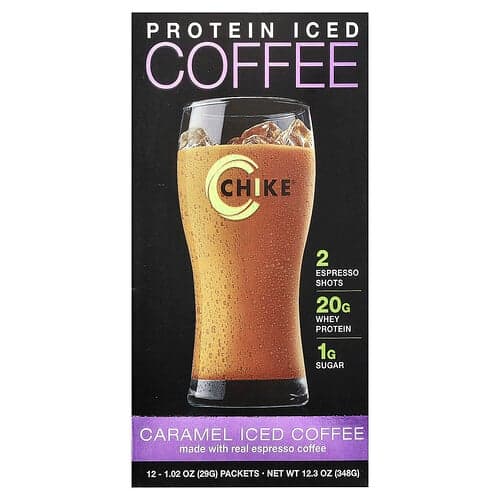Chike Nutrition  Protein Iced Coffee  Caramel  12 Packets  1.02 oz (29 g) Each