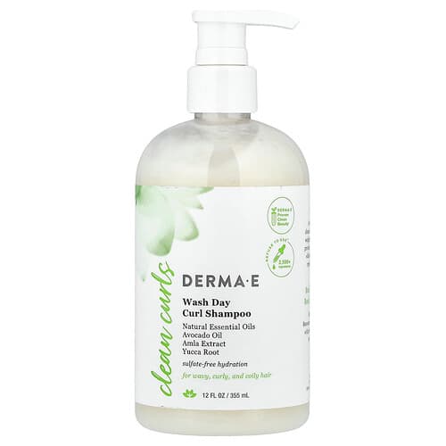 DERMA E  Clean Curls  Wash Day Curl Shampoo  For Wavy  Curly and Coily Hair  12 fl oz (355 ml)