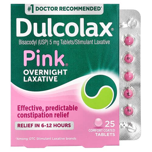Dulcolax  Pink® Overnight Laxative  5 mg  25 Comfort Coated Tablets