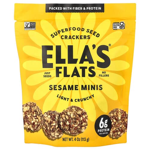 Ella's Flats  Superfood Seed Crackers  Sesame Minis  4 oz (113 g)