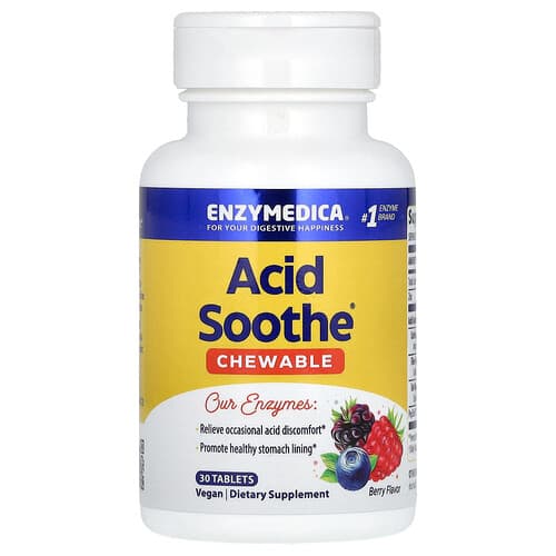Enzymedica  Chewable Acid Soothe  Berry  30 Tablets