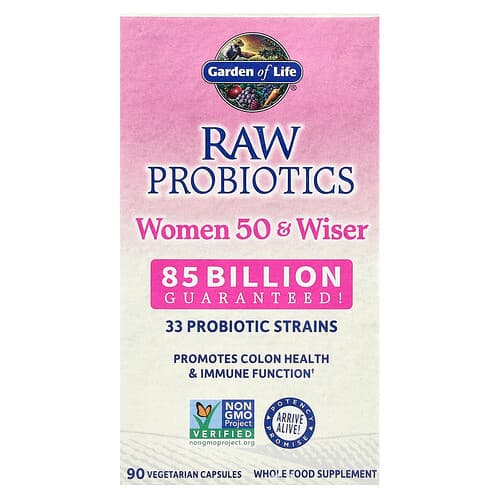 Garden of Life  RAW Probiotics  Women 50 & Wiser  90 Vegetarian Capsules