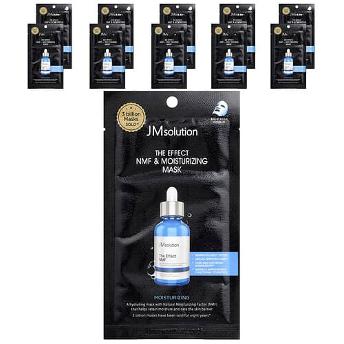 JM Solution  The Effect NMF & Moisturizing Beauty Mask  Black  10 Masks  0.81 fl oz (24 ml) Each