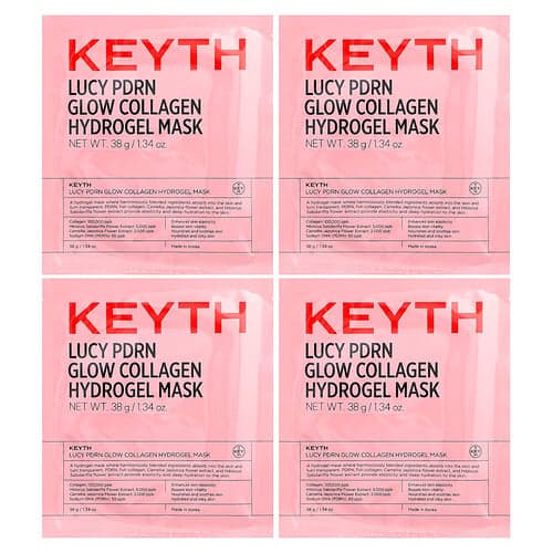 KEYTH  Lucy PDRN Glow Collagen Hydrogel Beauty Mask  4 Sheets  1.34 oz (38 g) Each