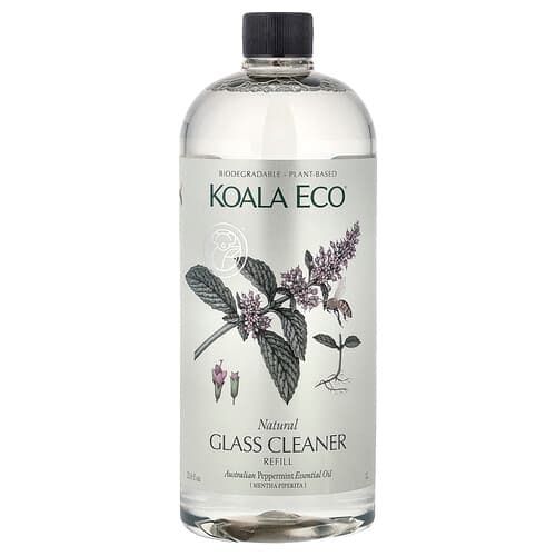 Koala Eco  Natural Glass Cleaner  Refill  Australian Peppermint Essential Oil  33.8 fl oz (1 l)