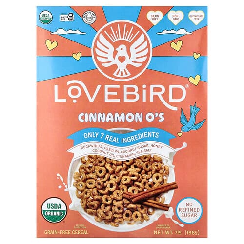 Lovebird  Grain-Free Cereal  Cinnamon O's  7 oz (198 g)