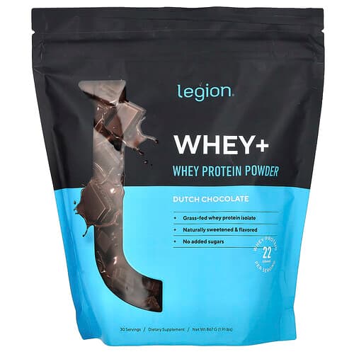 Legion Athletics  Whey+  Whey Protein Powder  Dutch Chocolate  1.91 lbs (867 g)