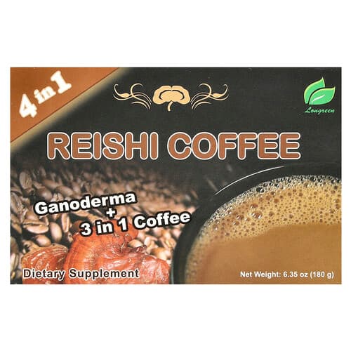 Longreen  4 in 1 Reishi Coffee  10 Sachets  6.35 oz (180 g)