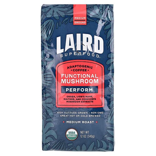 Laird Superfood  Functional Mushroom Coffee  Perform  Ground  Medium Roast  12 oz (340 g)