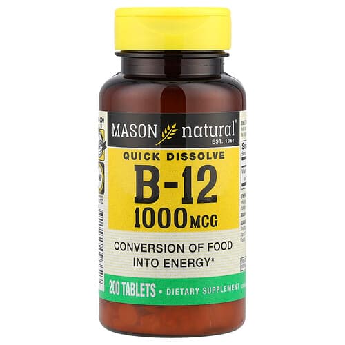Mason Natural  Quick Dissolve  Vitamin B-12  1 000 mcg  200 Tablets