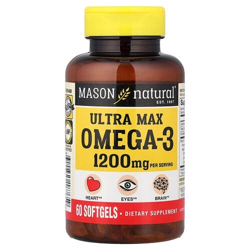 Mason Natural  Ultra Max Omega-3  60 Softgels (600 mg per Softgel)