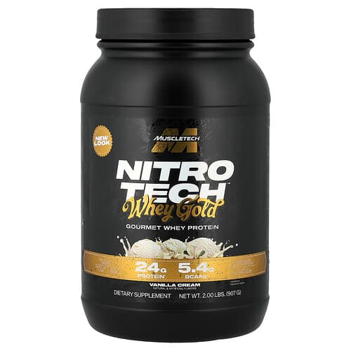 MuscleTech  Nitro-Tech™ Whey Gold  Gourmet Whey Protein  Vanilla Cream  2 lbs (907 g)