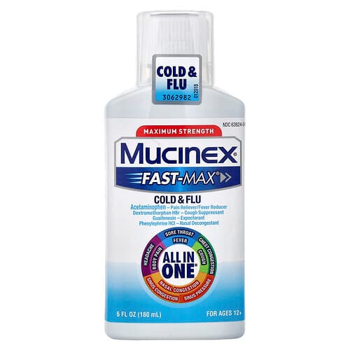 Mucinex  Fast-Max Cold & Flu  Maximum Strength  Ages 12+  6 fl oz (180 ml)
