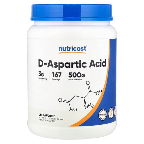 Nutricost  D-Aspartic Acid  Unflavored  17.9 oz (500 g)