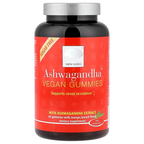 New Nordic  Ashwagandha™ Vegan Gummies  Mango/Peach  60 Gummies