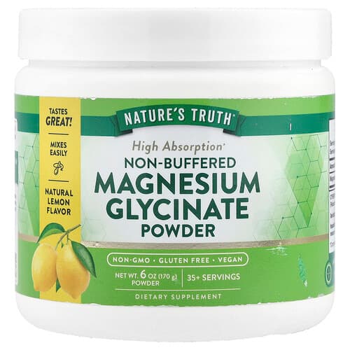 Nature's Truth  Non-Buffered Magnesium Glycinate Powder  Natural Lemon   6 oz (170 g)