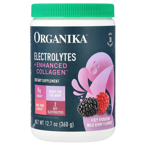Organika  Electrolytes + Enhanced Collagen™  Wild Berry  12.7 oz (360 g)