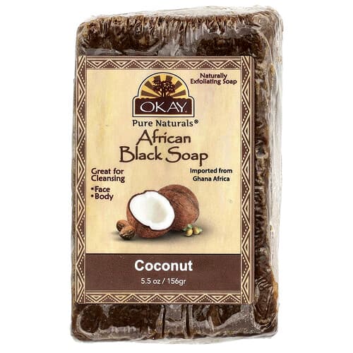 Okay Pure Naturals  African Black Bar Soap  Coconut  5.5 oz (156 g)