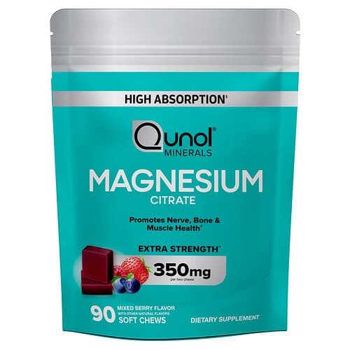 Qunol  Magnesium Citrate  Mixed Berry  90 Soft Chews (175 mg per Soft Chew)