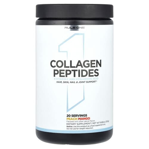 Rule One Proteins  Collagen Peptides + Vitamin C and Hyaluronic Acid  Peach Mango  8.82 oz (250 g)