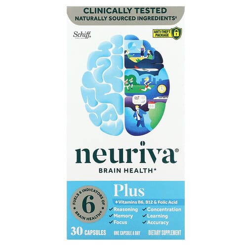Schiff  Neuriva Brain Health  Plus Vitamins B6  B12 & Folic Acid  30 Capsules