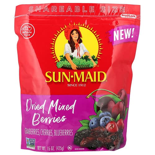 Sun-Maid  Dried Mixed Berries  Cranberries  Cherries & Blueberries  15 oz (425 g)