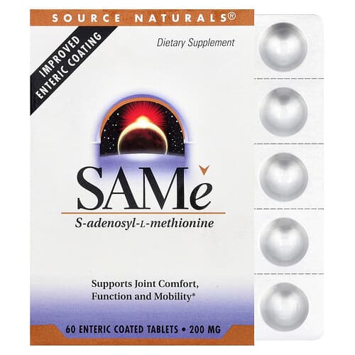 Source Naturals  SAMe  60 Enteric Coated Tablets (200 mg per Tablet)
