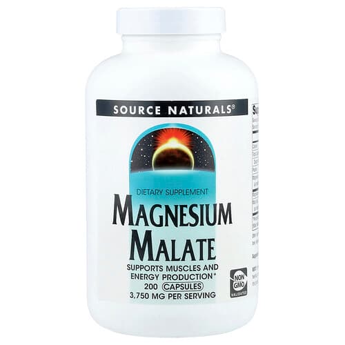 Source Naturals  Magnesium Malate  200 Capsules