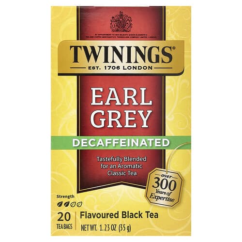 Twinings  Flavored Black Tea  Earl Grey  Decaffeinated  20 Tea Bags  1.23 oz (35 g)