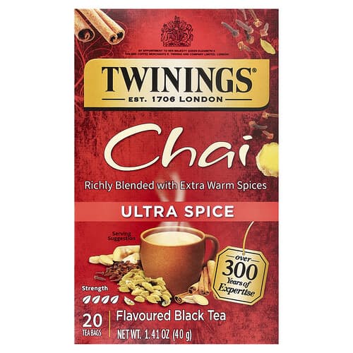 Twinings  Flavored Black Tea  Chai  Ultra Spice   20 Tea Bags  1.41 oz (40 g)