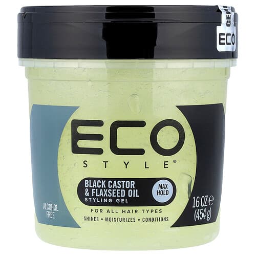 Eco Style  Styling Gel  Max Hold  All Hair Types  Black Castor & Flaxseed Oil  16 oz (454 g)