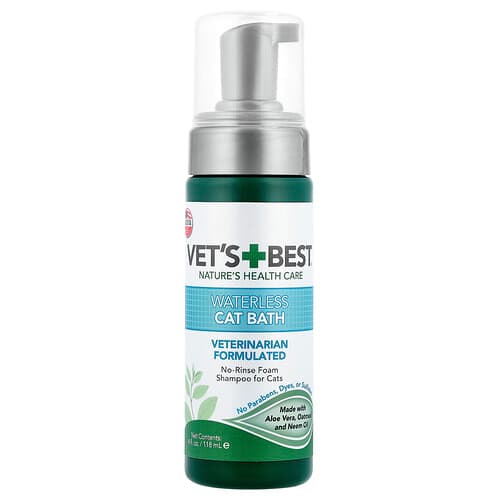 Vet's Best  Waterless Cat Bath  No-Rinse Foam Shampoo For Cats  4 fl oz (118 ml)