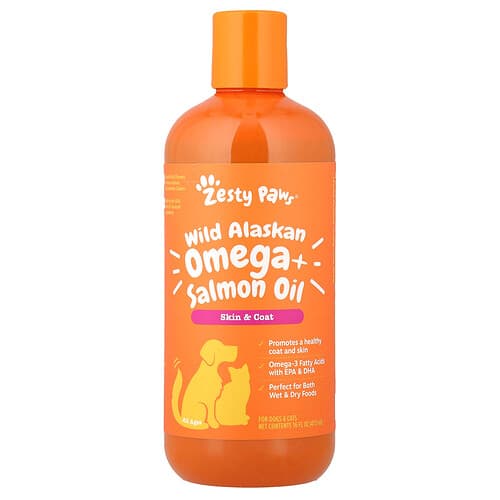 Zesty Paws  Wild Alaskan Omega + Salmon Oil  For Dogs & Cats  All Ages  16 fl oz (473 ml)